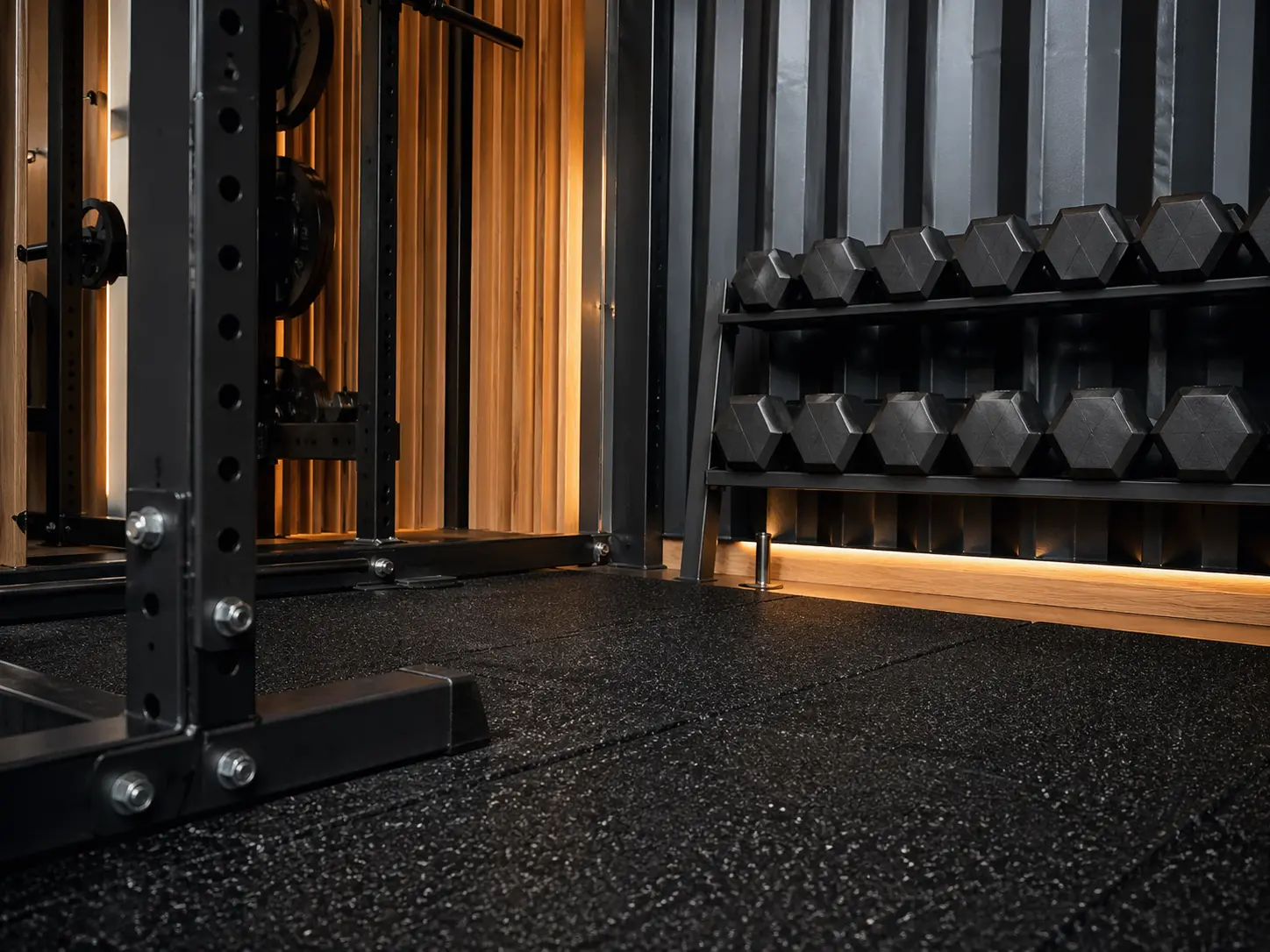 Anti-vibration flooring and equipment inside a KONTEYA gym