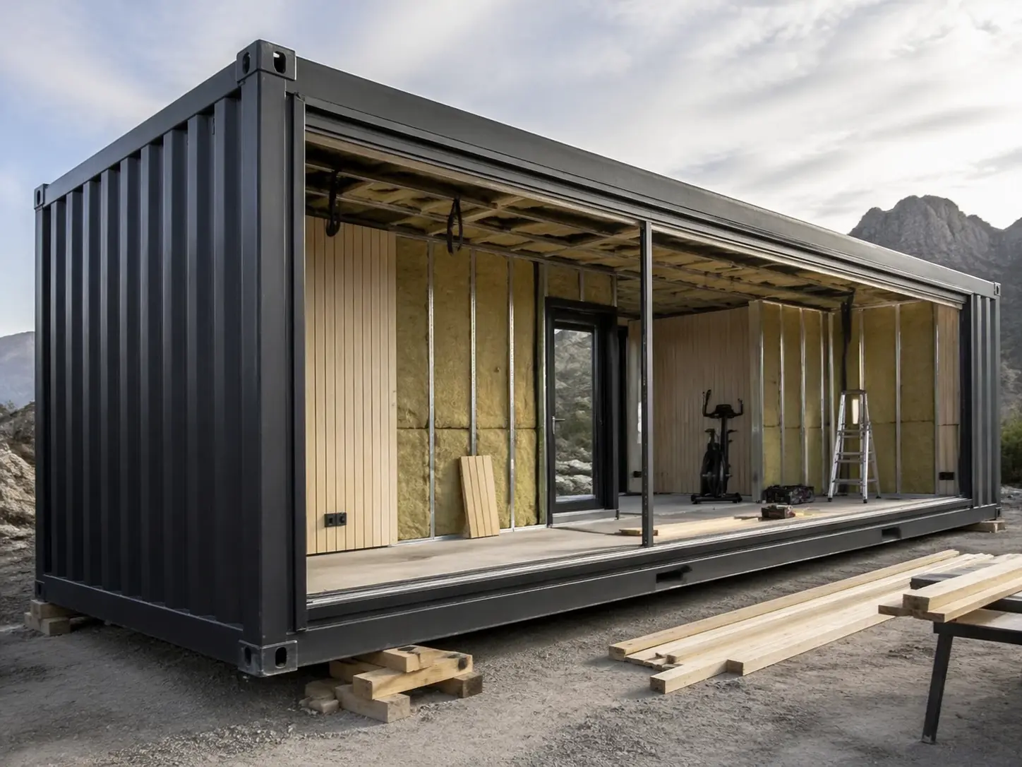 Finishing stage of a standard 40ft sports container module