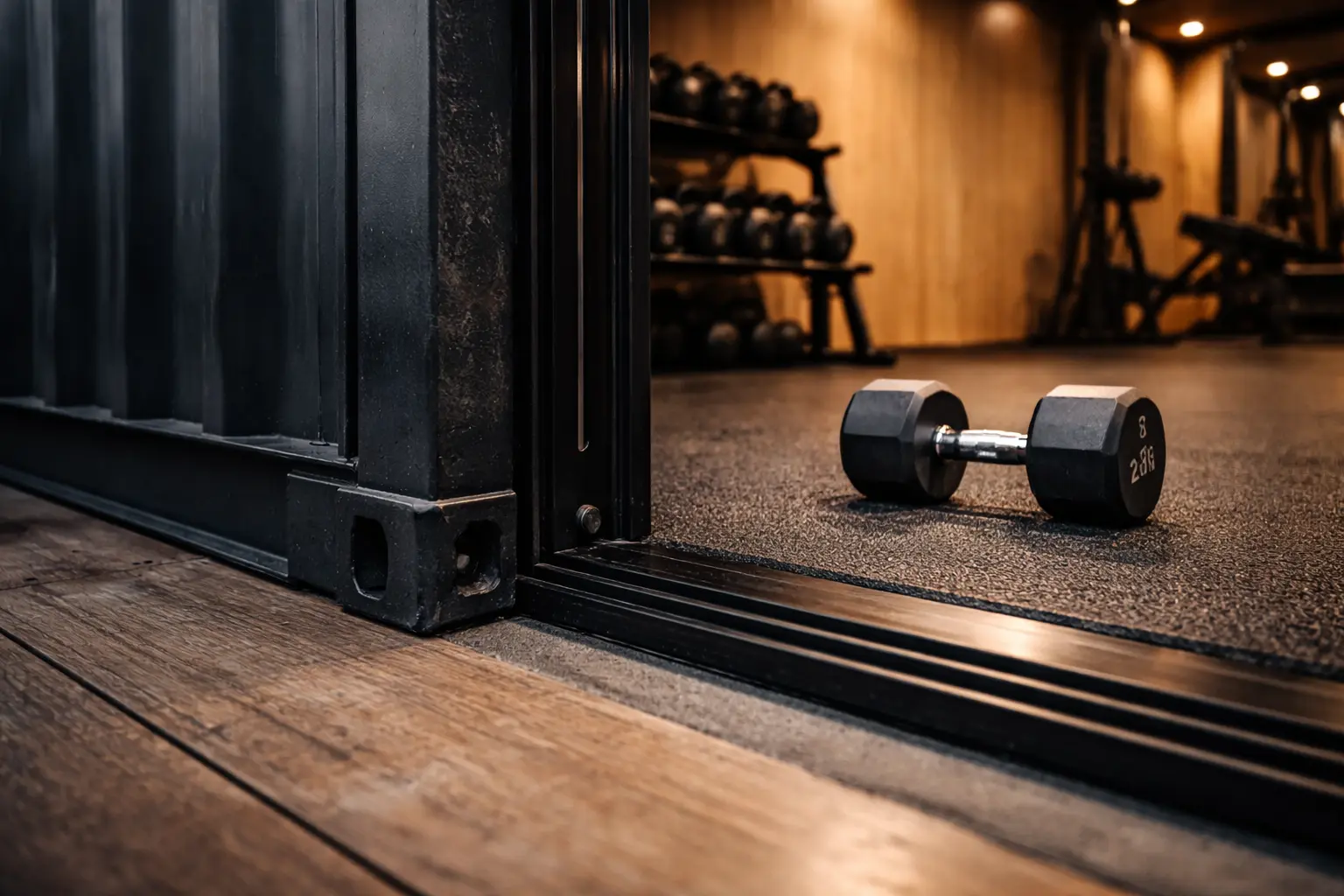 Insulation and flooring of a fitness container